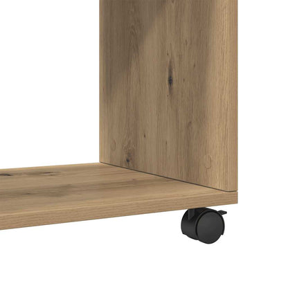 Tavolino con Ruote Rovere Artigianale 70x35x60 cm in Truciolato | homemem39