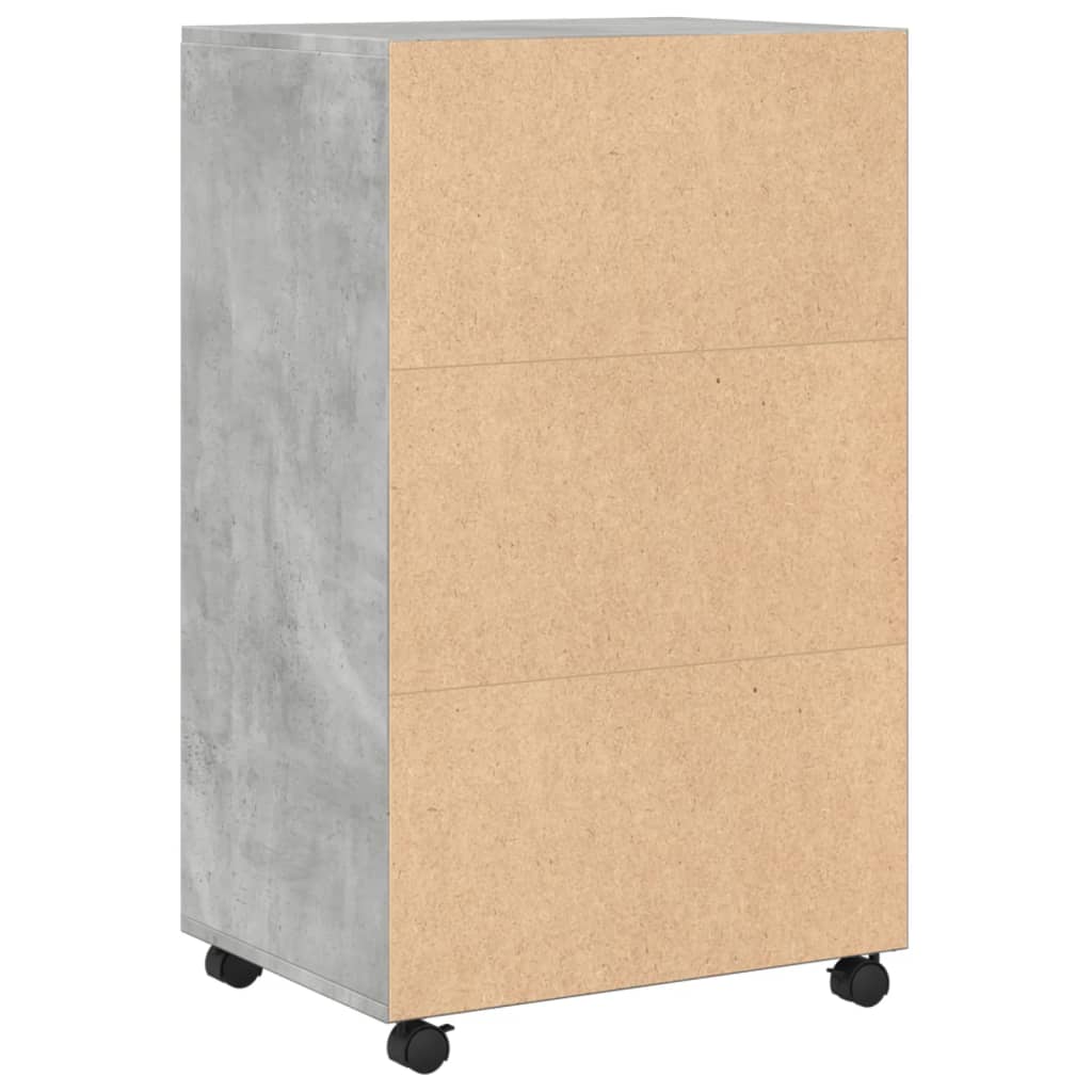 Mobiletto con Ruote Grigio Cemento 55x40x91 cm in Truciolato - homemem39