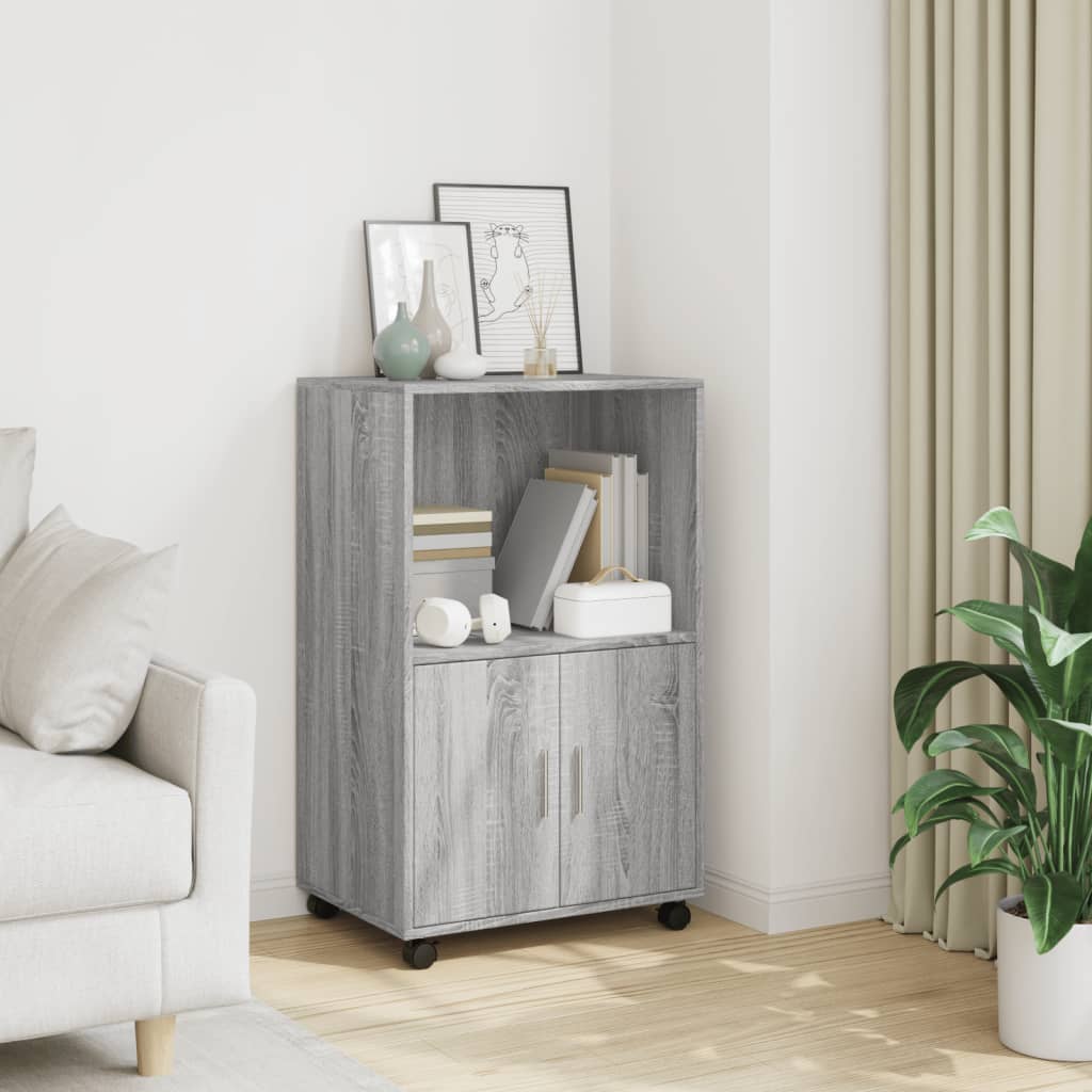 Mobiletto con Ruote Grigio Sonoma 55x40x91cm in Truciolato - homemem39