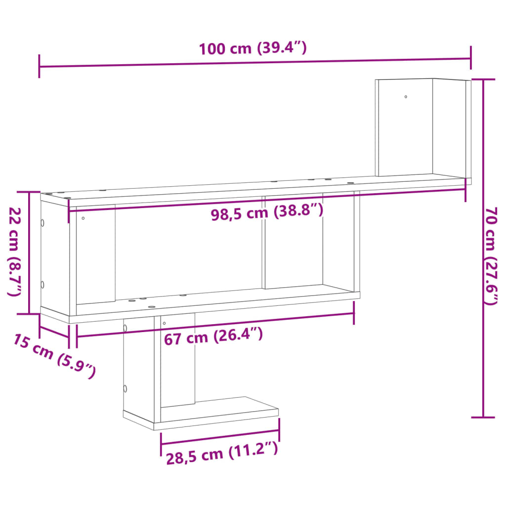 Scaffale a Parete Bianco 100x15x70 cm in Legno Multistrato | homemem39