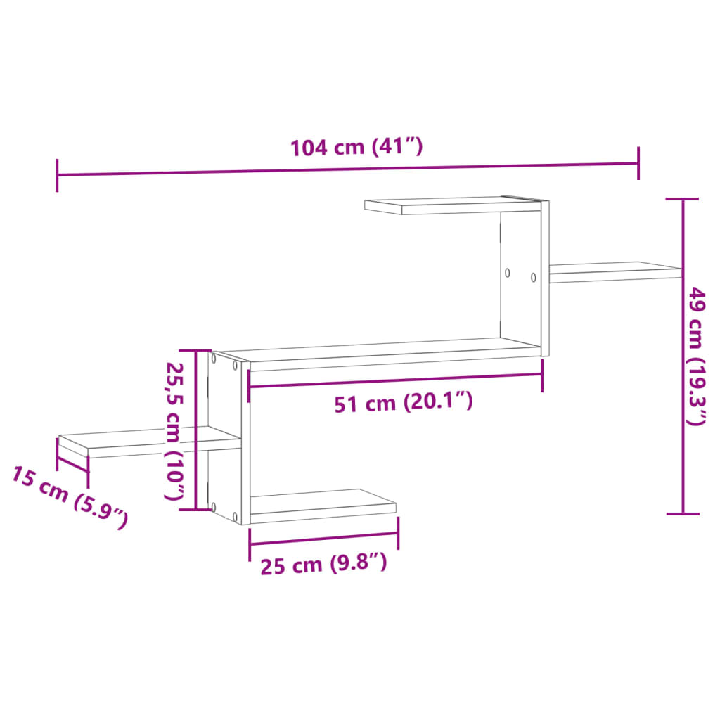 Scaffale a Parete Bianco 104x15x49 cm in Legno Multistrato | homemem39