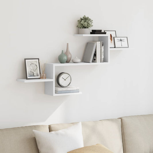 Scaffale a Parete Bianco 104x15x49 cm in Legno Multistrato | homemem39