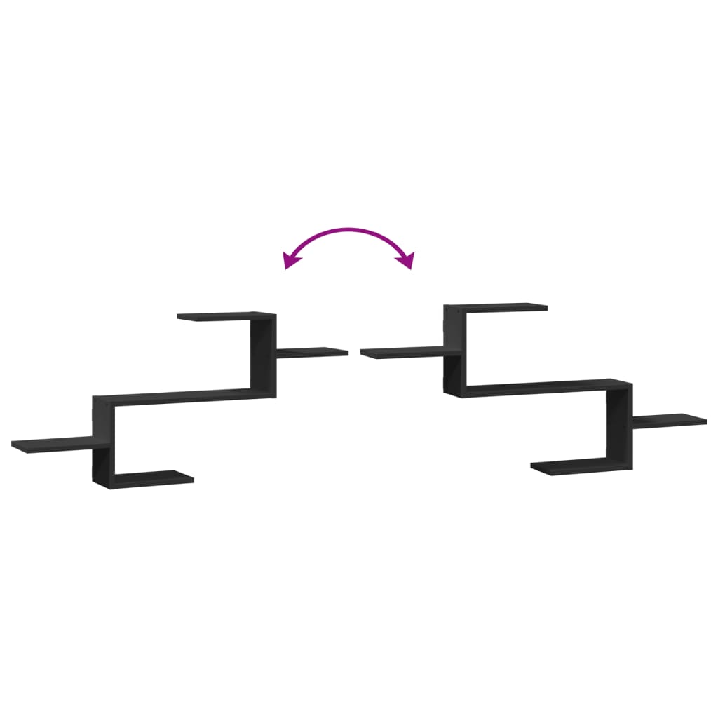 Scaffale a Parete Nero 104x15x49 cm in Truciolato