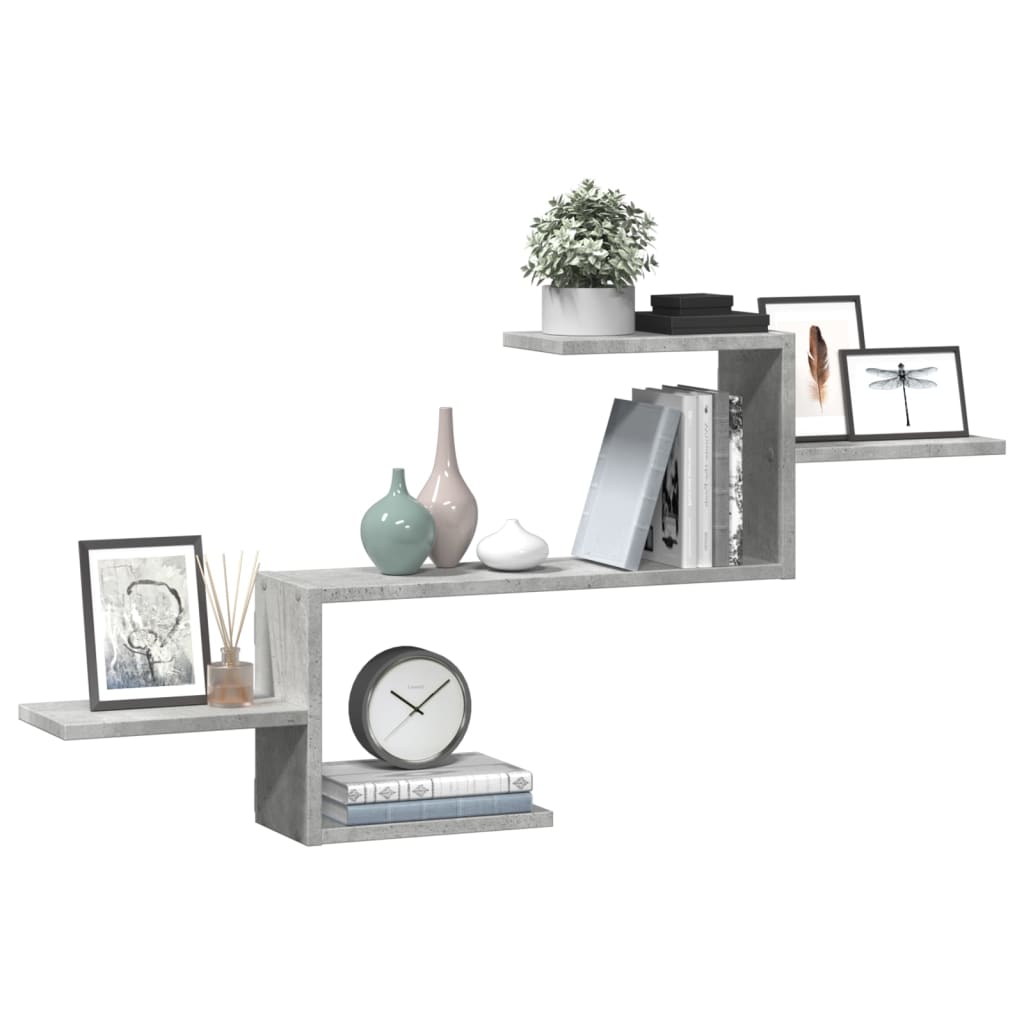 Scaffale a Muro Grigio Cemento 104x15x49 cm in Truciolato | homemem39