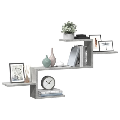 Scaffale a Muro Grigio Cemento 104x15x49 cm in Truciolato | homemem39