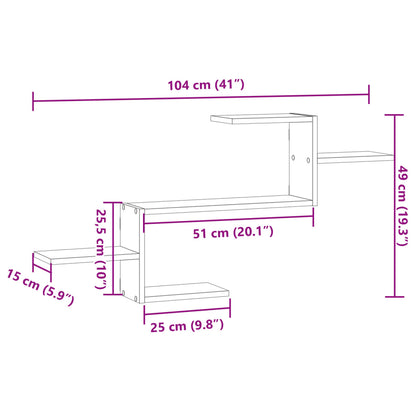 Scaffale a Muro Grigio Cemento 104x15x49 cm in Truciolato | homemem39