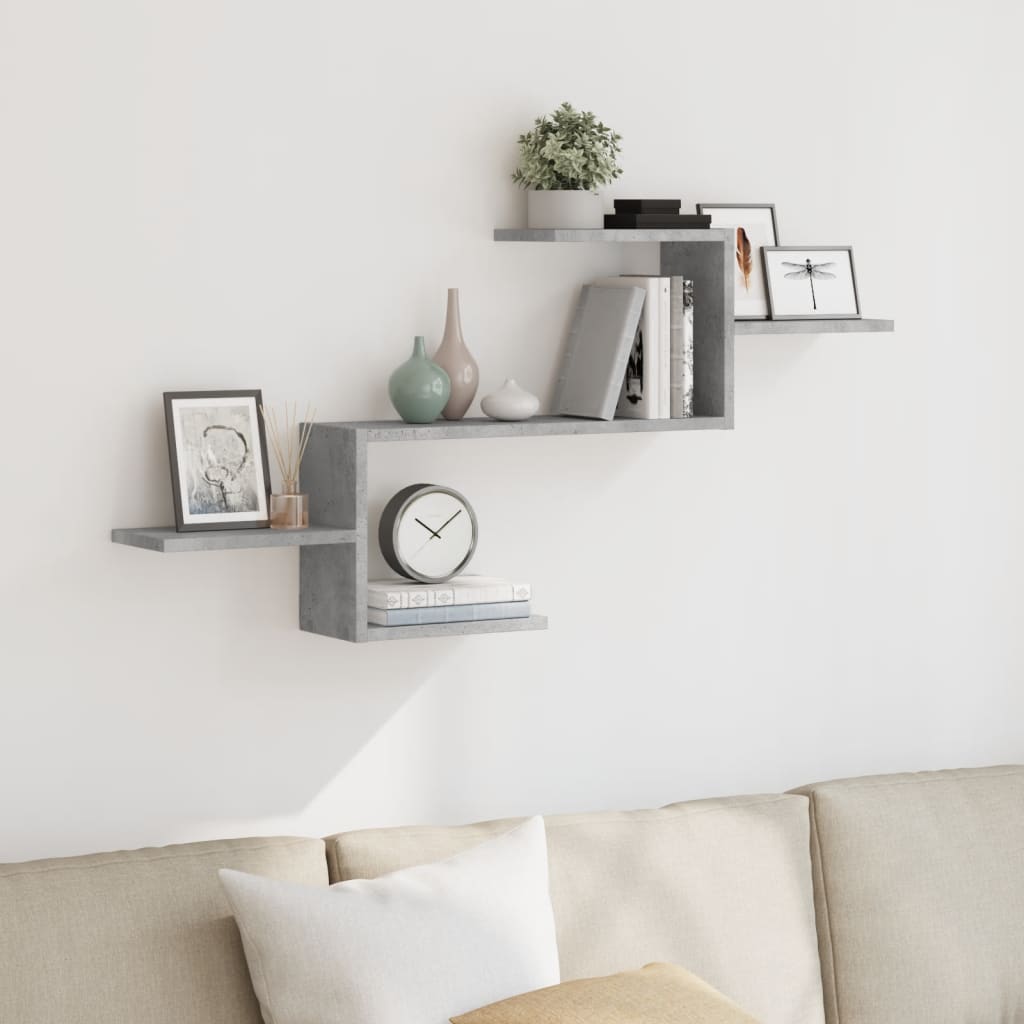 Scaffale a Muro Grigio Cemento 104x15x49 cm in Truciolato | homemem39