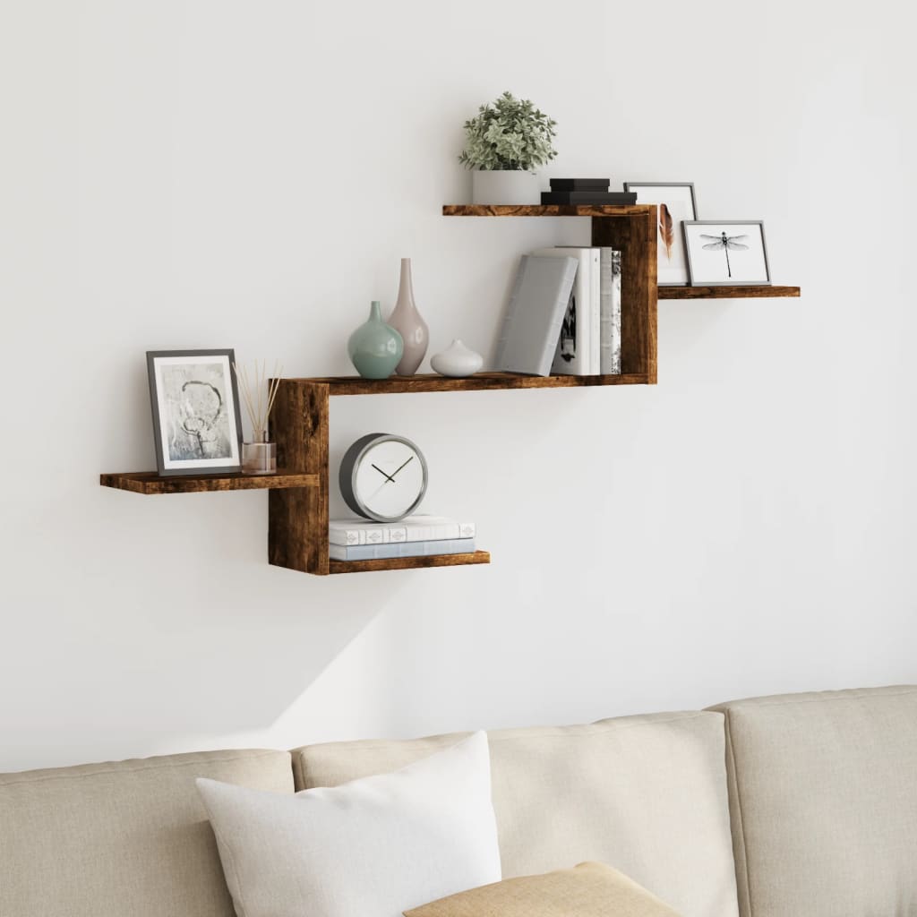 Scaffale a Muro Rovere Fumo 104x15x49 cm in Truciolato | homemem39