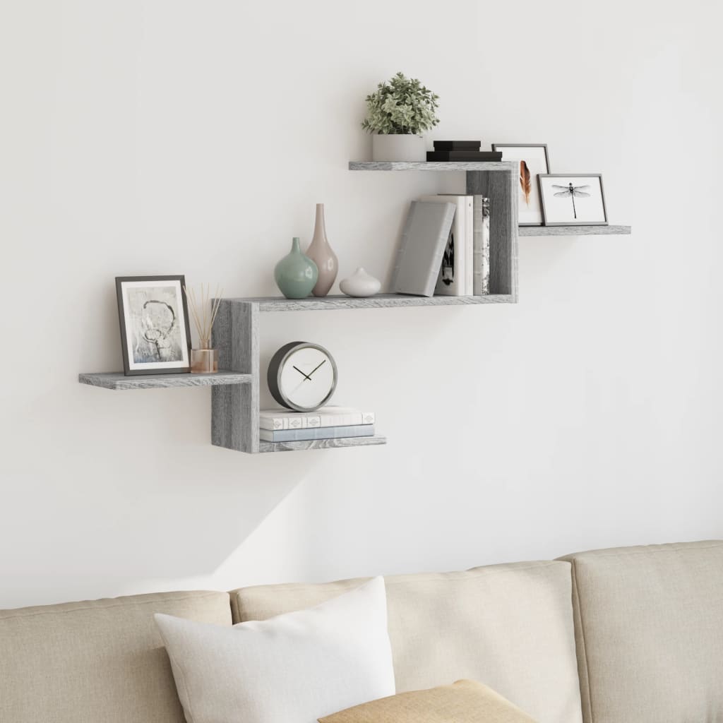 Mensola a Muro Grigio Sonoma 104x15x49 cm Legno Multistrato | homemem39