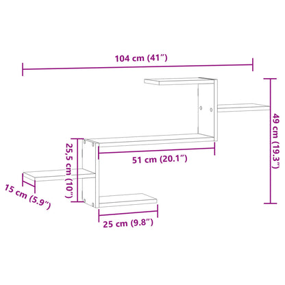 Scaffale a Parete Legno Vecchio 104x15x49 cm in Truciolato | homemem39