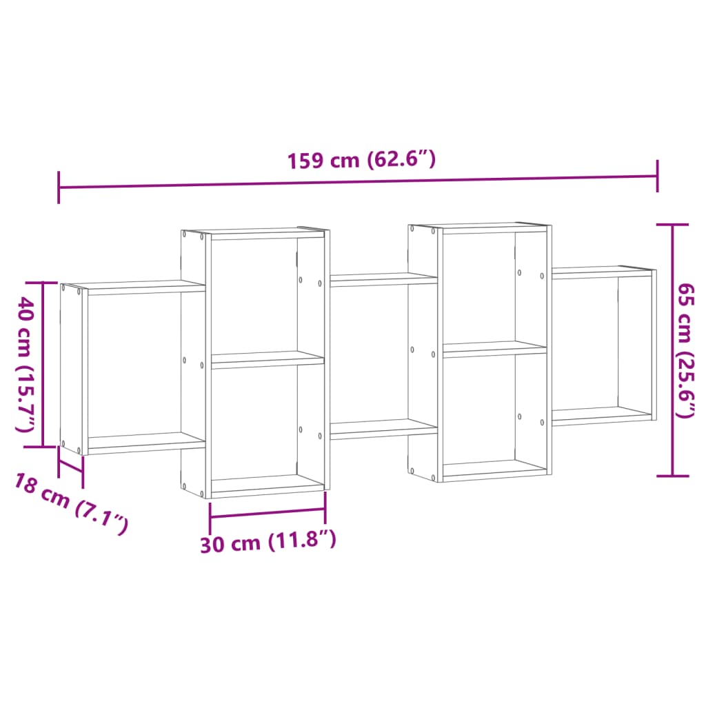 Mensola a Muro Rovere Fumo 159x18x65 cm in Truciolato | homemem39