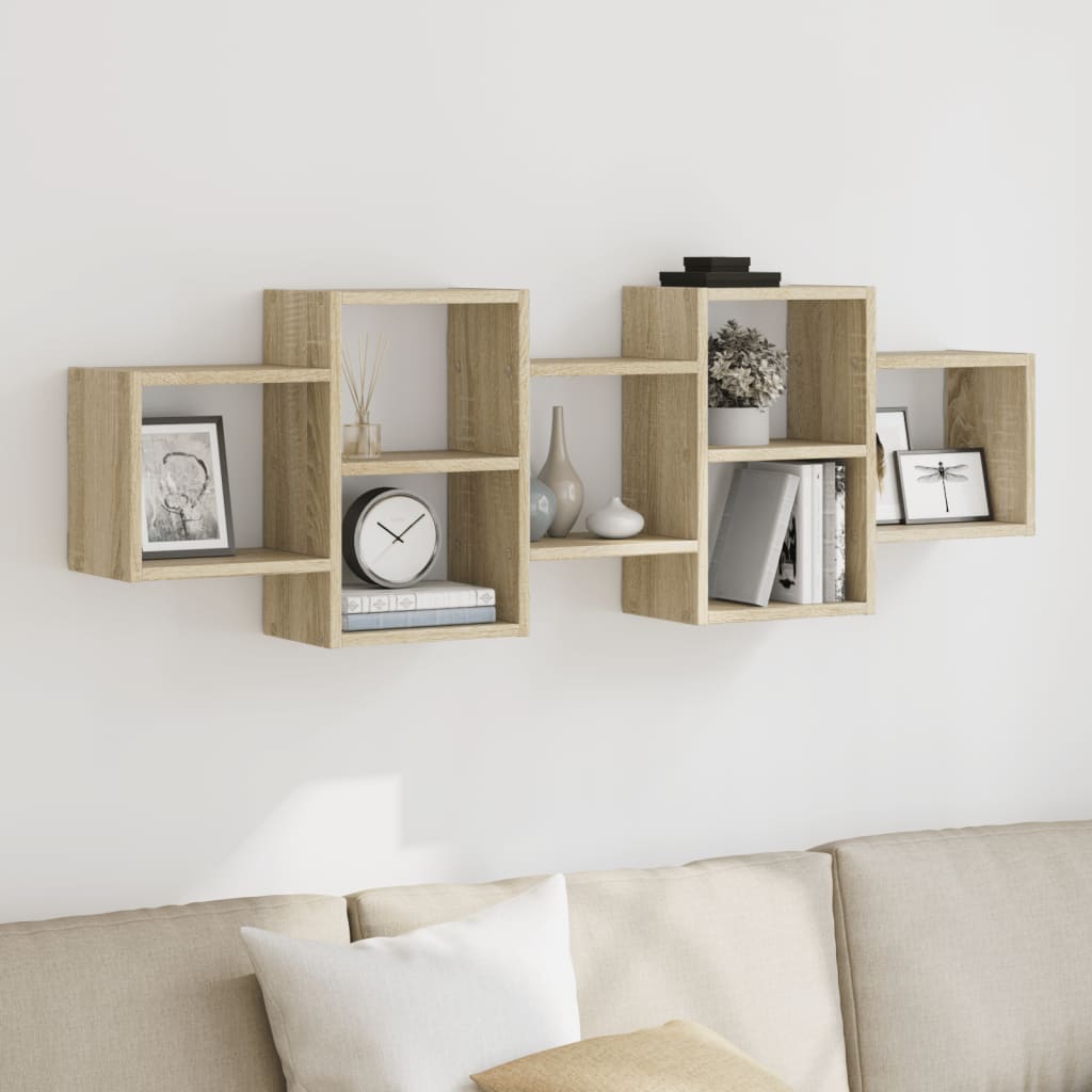 Scaffale a Parete Rovere Sonoma 129x18x42 cm in Truciolato | homemem39