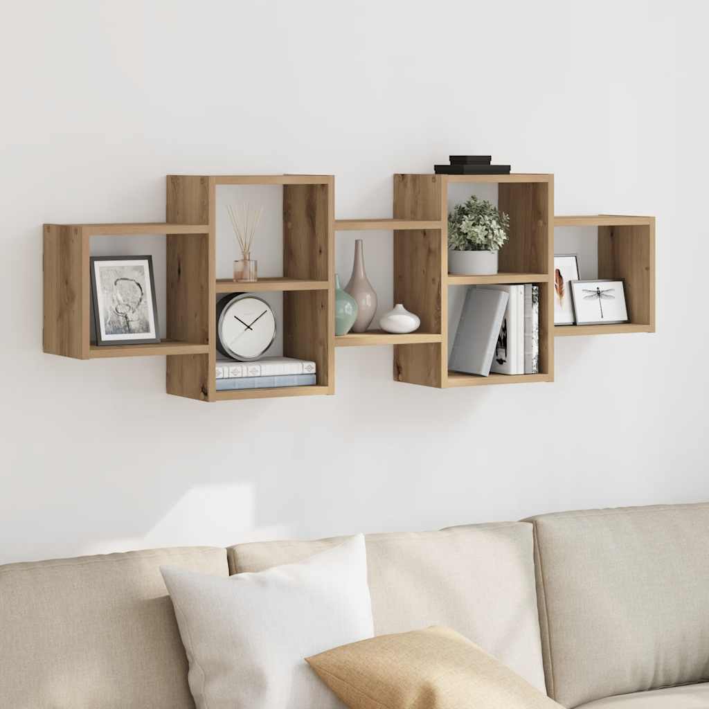 Scaffale a Parete Rovere Artigianale 129x18x42 cm in Truciolato | homemem39