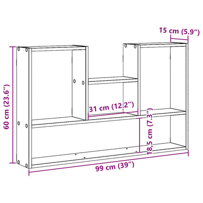 Scaffale a Muro Grigio Cemento 99x15x60 cm in Truciolato | homemem39