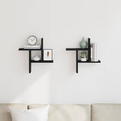 Mensole da Parete 2pz Nere 38x12x38 cm in Truciolato | homemem39