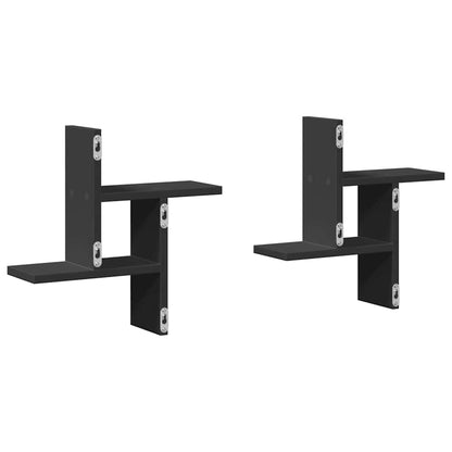 Mensole da Parete 2pz Nere 38x12x38 cm in Truciolato | homemem39