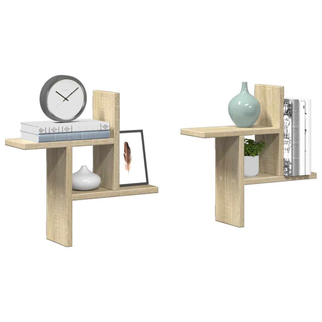 Mensole Parete 2pz Rovere Sonoma 38x12x38 cm in Truciolato