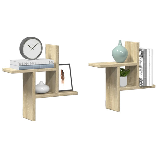 Mensole Parete 2pz Rovere Sonoma 38x12x38 cm in Truciolato