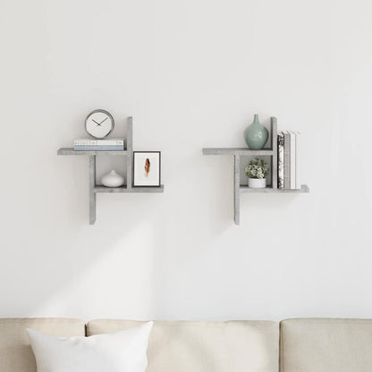Mensole a Muro 2pz Grigio Cemento 38x12x38 cm in Truciolato | homemem39