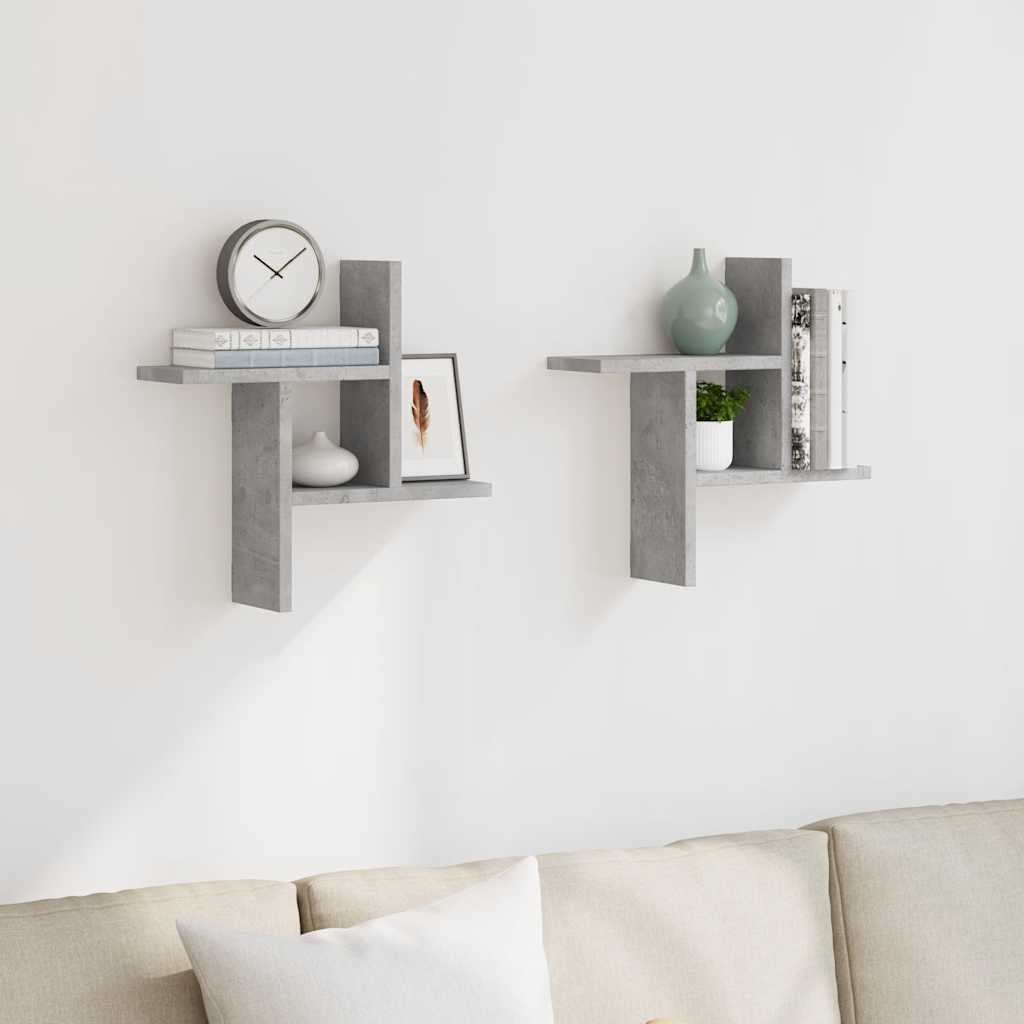 Mensole a Muro 2pz Grigio Cemento 38x12x38 cm in Truciolato | homemem39
