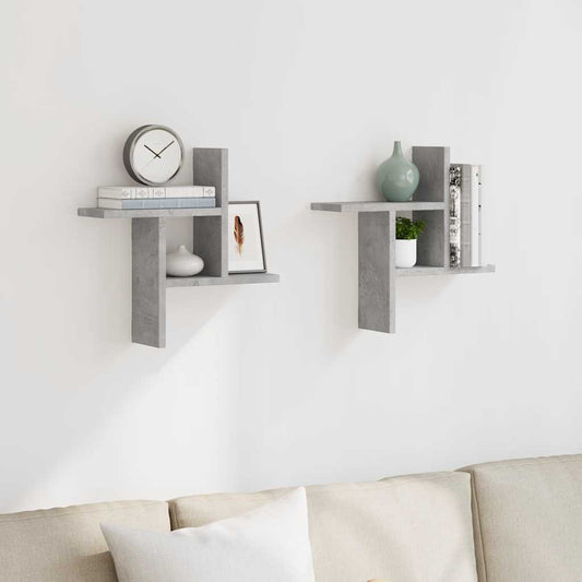 Mensole a Muro 2pz Grigio Cemento 38x12x38 cm in Truciolato | homemem39