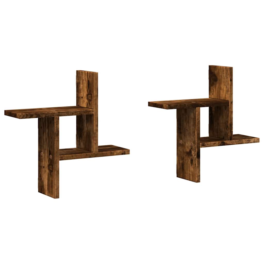 Mensole da Parete 2pz Rovere Fumo 38x12x38 cm in Truciolato | homemem39