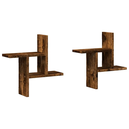 Mensole da Parete 2pz Rovere Fumo 38x12x38 cm in Truciolato | homemem39