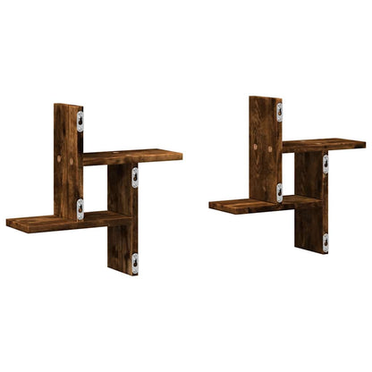 Mensole da Parete 2pz Rovere Fumo 38x12x38 cm in Truciolato | homemem39