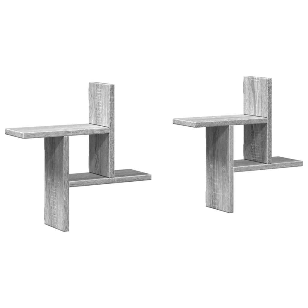 Mensole a Parete 2pz Grigio Sonoma 38x12x38 cm in Truciolato | homemem39