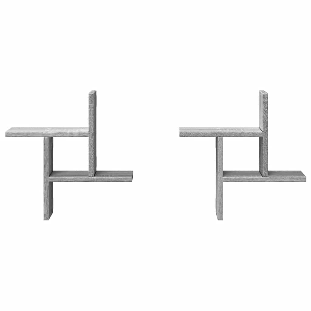 Mensole a Parete 2pz Grigio Sonoma 38x12x38 cm in Truciolato | homemem39