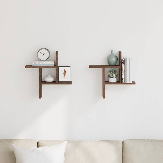 Mensole da Parete 2pz Rovere Marrone 38x12x38 cm in Truciolato | homemem39