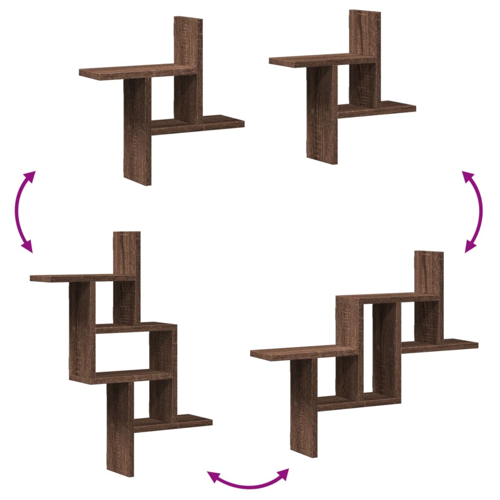 Mensole da Parete 2pz Rovere Marrone 38x12x38 cm in Truciolato