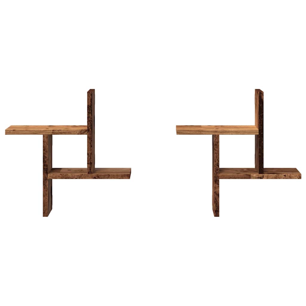 Mensole da Parete 2pz Legno Vecchio 38x12x38 cm in Truciolato | homemem39