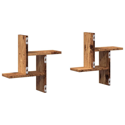 Mensole da Parete 2pz Legno Vecchio 38x12x38 cm in Truciolato | homemem39