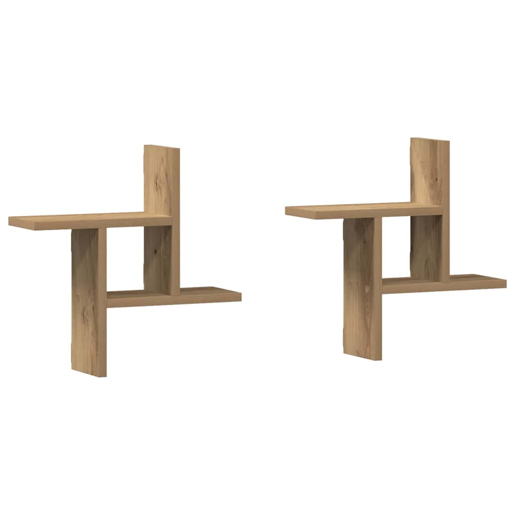 Mensole Parete 2pz Rovere Artigianale 38x12x38 cm in Truciolato | homemem39