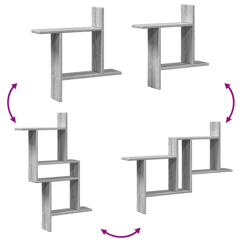 Mensole a Parete 2pz Grigio Sonoma 50x12x50 cm in Truciolato