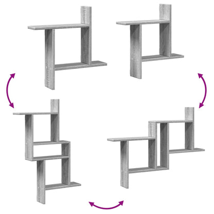 Mensole a Parete 2pz Grigio Sonoma 50x12x50 cm in Truciolato