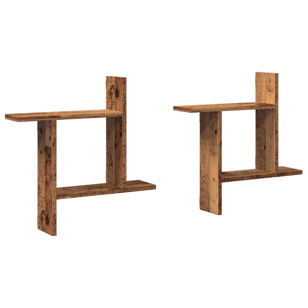 Mensole da Parete 2pz Legno Vecchio 50x12x50 cm in Truciolato | homemem39