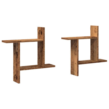 Mensole da Parete 2pz Legno Vecchio 50x12x50 cm in Truciolato | homemem39