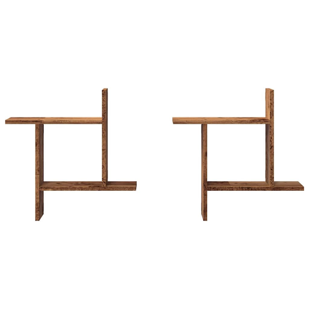 Mensole da Parete 2pz Legno Vecchio 50x12x50 cm in Truciolato | homemem39