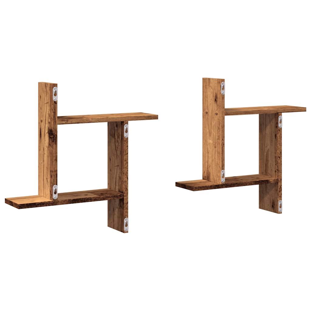 Mensole da Parete 2pz Legno Vecchio 50x12x50 cm in Truciolato | homemem39