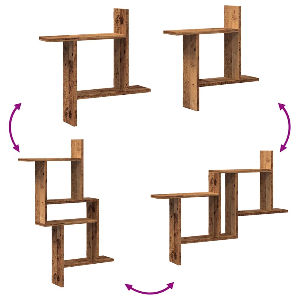 Mensole da Parete 2pz Legno Vecchio 50x12x50 cm in Truciolato | homemem39
