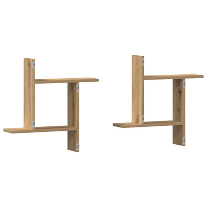 Mensole Parete 2pz Rovere Artigianale 50x12x50 cm in Truciolato | homemem39