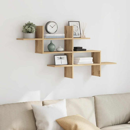 Mensola a Muro Rovere Artigianale 124,5x18x60,5cm in Truciolato | homemem39