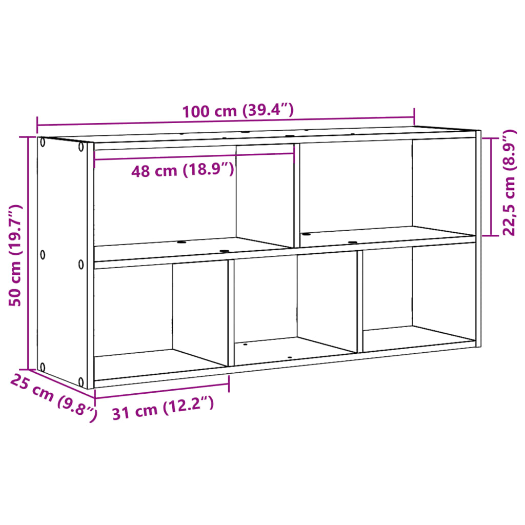 Scaffale a Muro Grigio Sonoma 100x25x50 cm in Legno Multistrato | homemem39