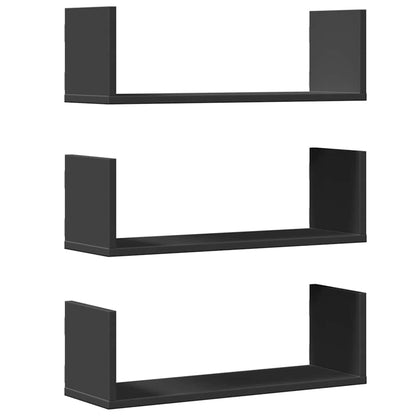 Mensole da Parete 2pz Nere 58x18x18 cm in Truciolato | homemem39