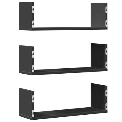 Mensole da Parete 2pz Nere 58x18x18 cm in Truciolato | homemem39