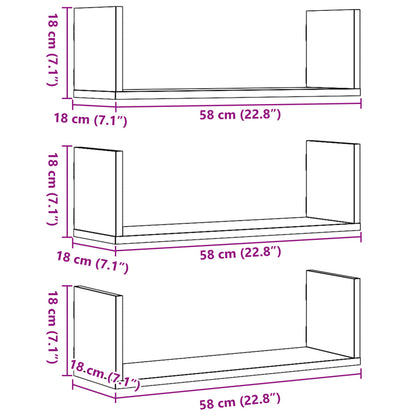 Mensole Parete 2pz Rovere Sonoma 58x18x18 cm in Truciolato | homemem39