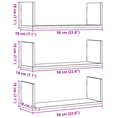 Mensole a Muro 2pz Grigio Cemento 58x18x18 cm in Truciolato | homemem39