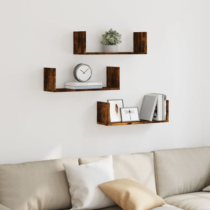 Mensole da Parete 2pz Rovere Fumo 58x18x18 cm in Truciolato | homemem39